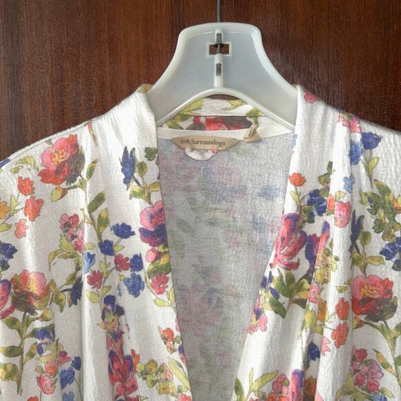 Soft Surroundings Women’s Petite Small Robe Floral Wrap Belted Pockets - Picture 3 of 10